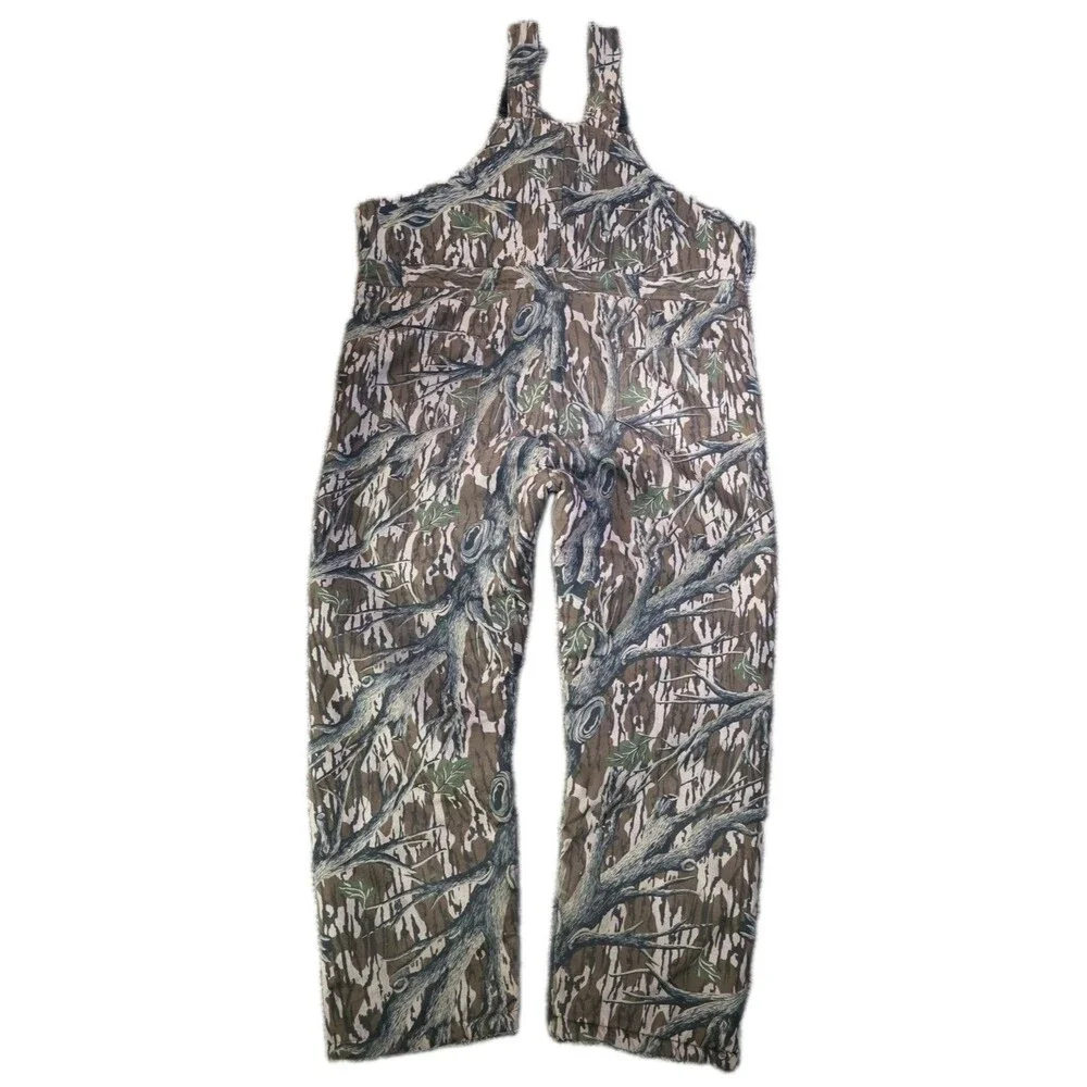 Vintage Mossy Oaks Overalls Mens XXL Brown Treestand Camo Bibs 0144 USA
